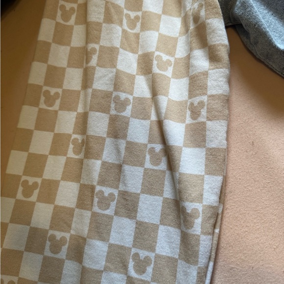 Denim Jacket with Disney designed Checkered Sleeves Size XL - Picture 2 of 3